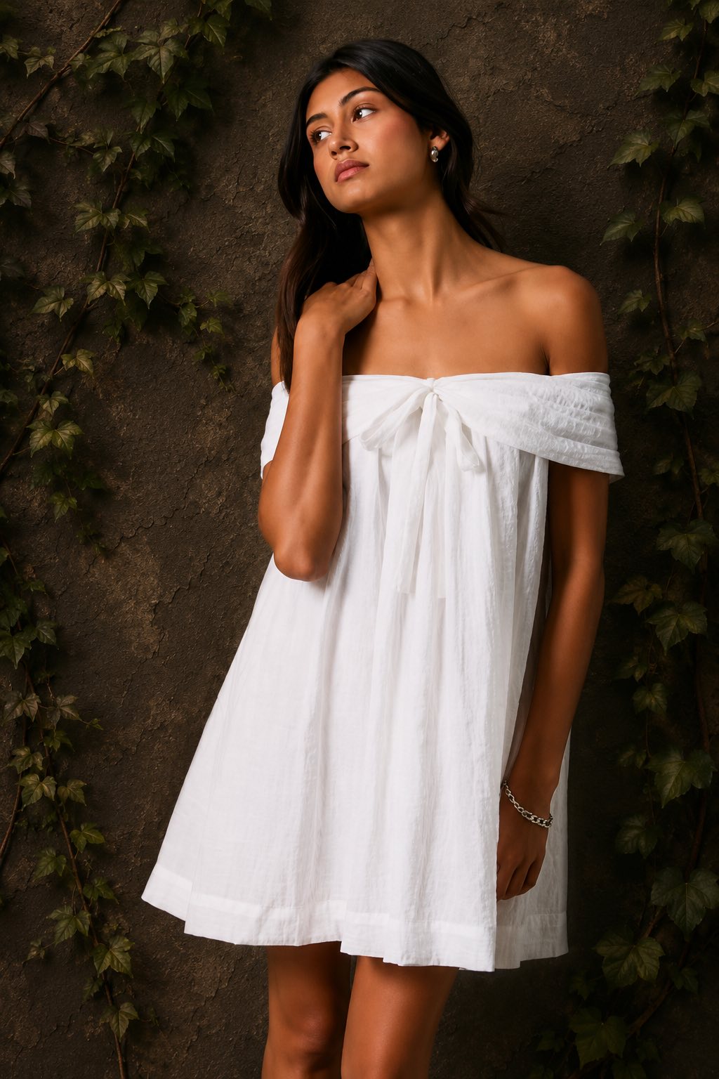 Off Shoulder Bow Mini Dress