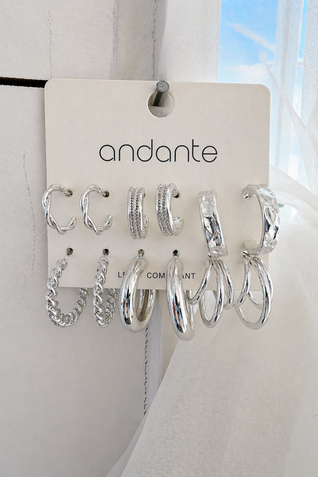 6 Pair Hoop Earring Set