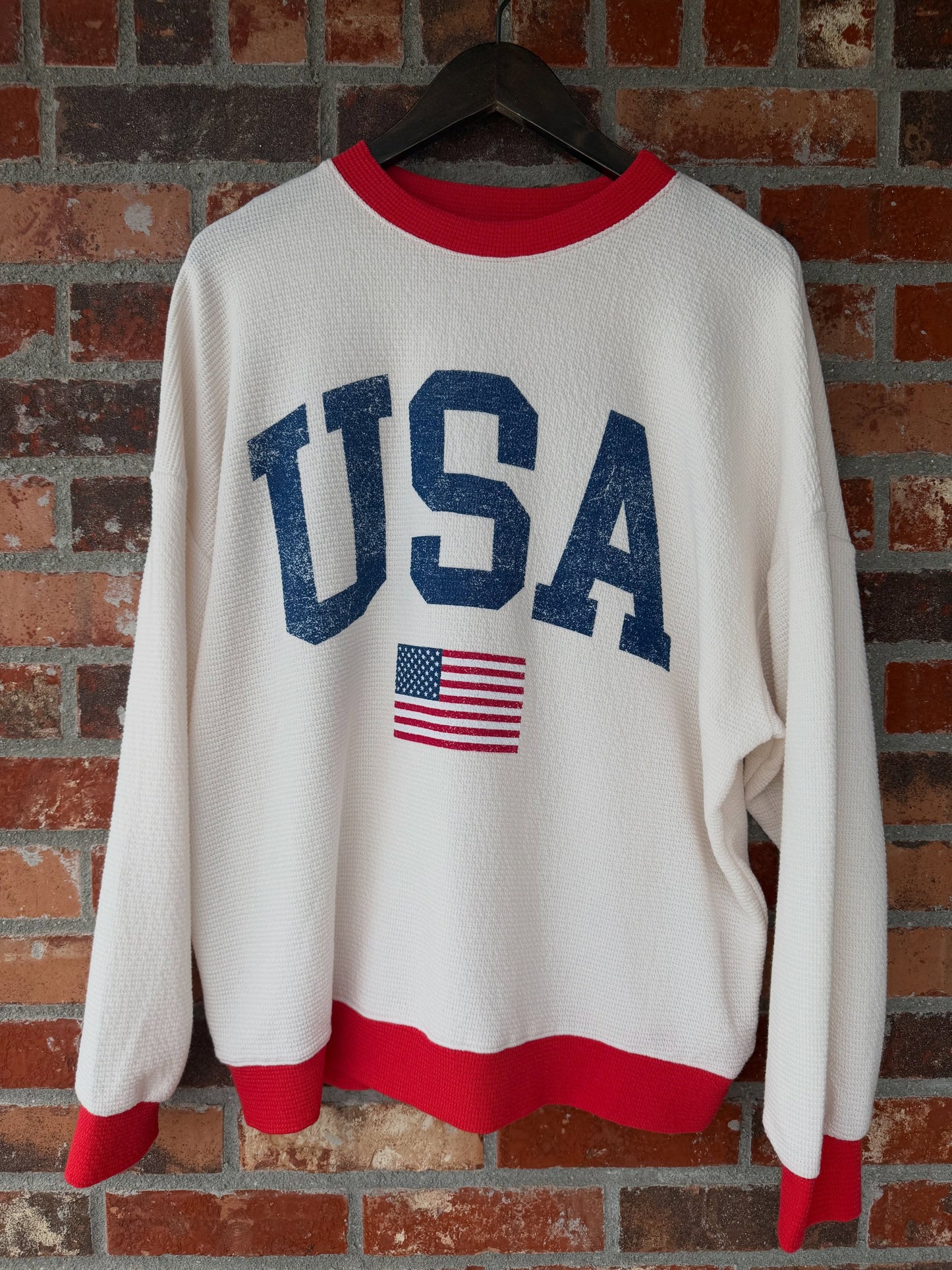 Cloudy Knit USA Sweater Top
