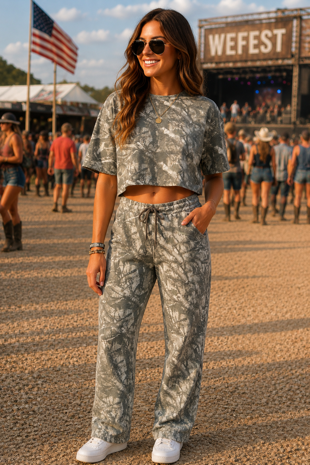 Fleece Camo Straight Leg Pants