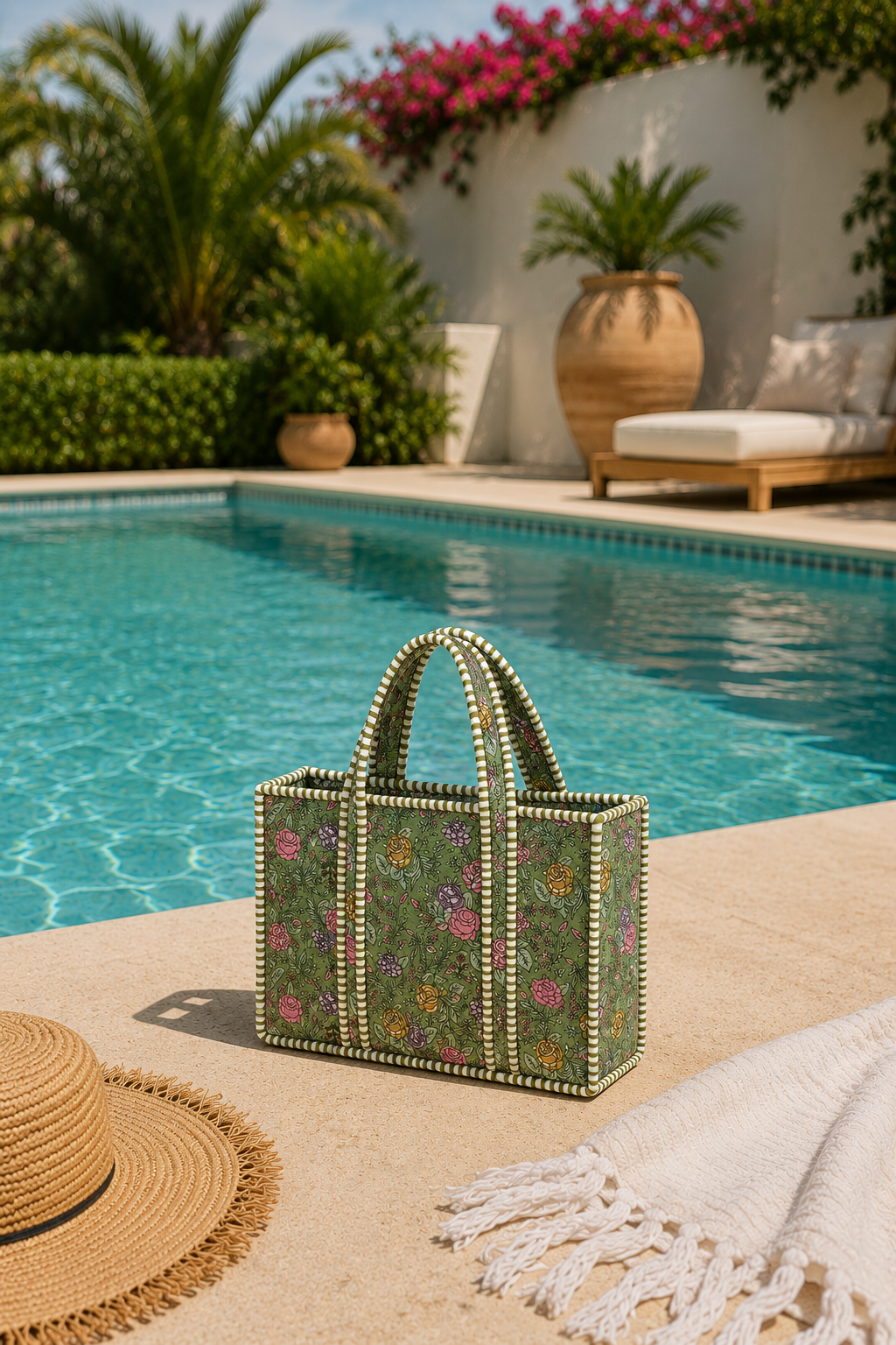 Quilted Cotton Mini Tote Bag