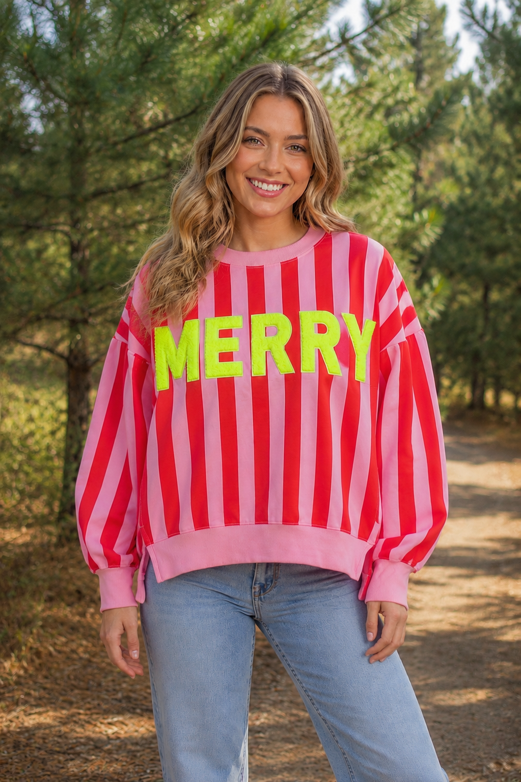 Merry Chenille Striped Sweatshirt