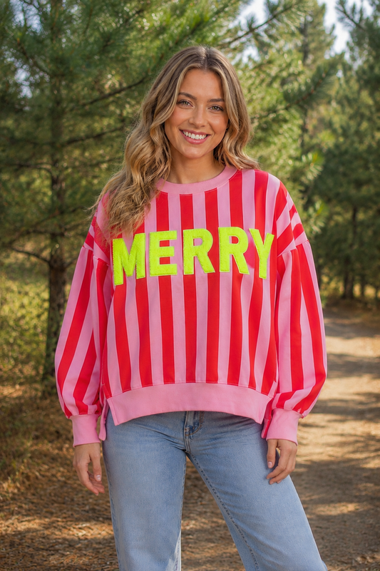 Merry Chenille Striped Sweatshirt