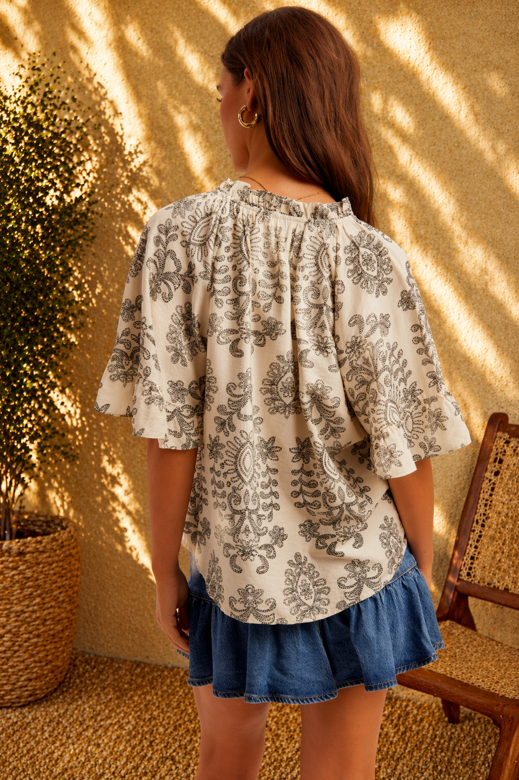 Boho Flutter Sleeve Blouse