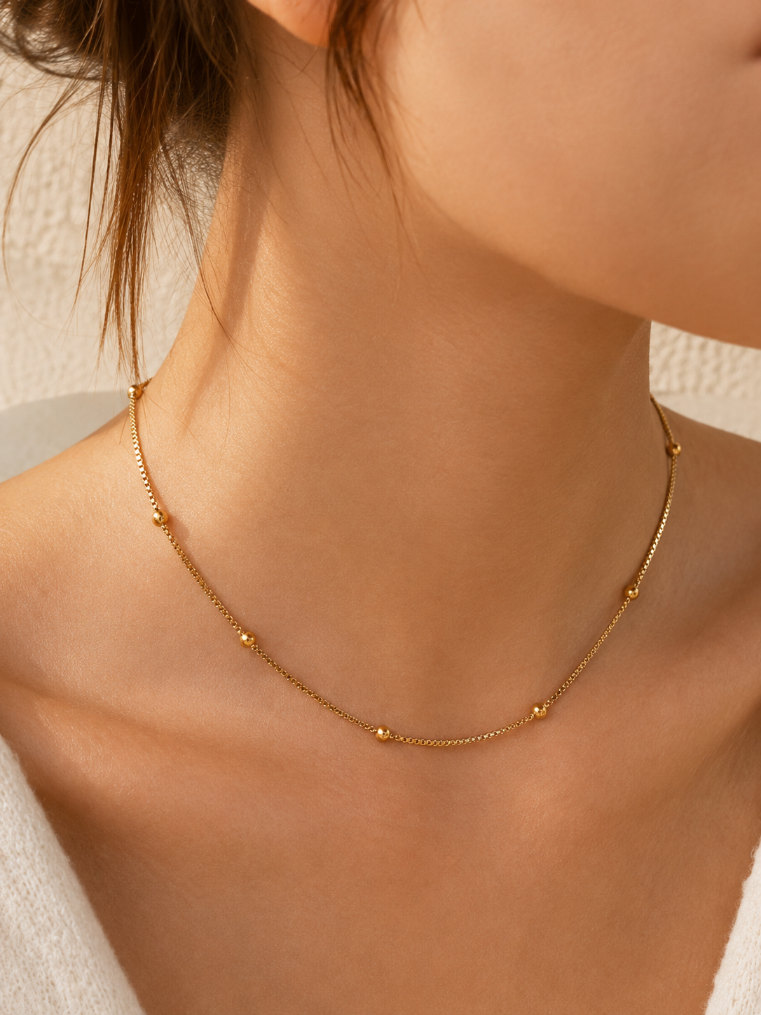 18K Ball Gold Mixed Chain Necklace