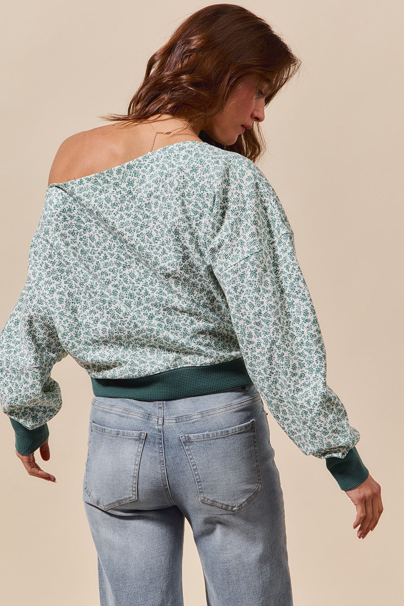 Ditsy Floral One Shoulder Thermal Top