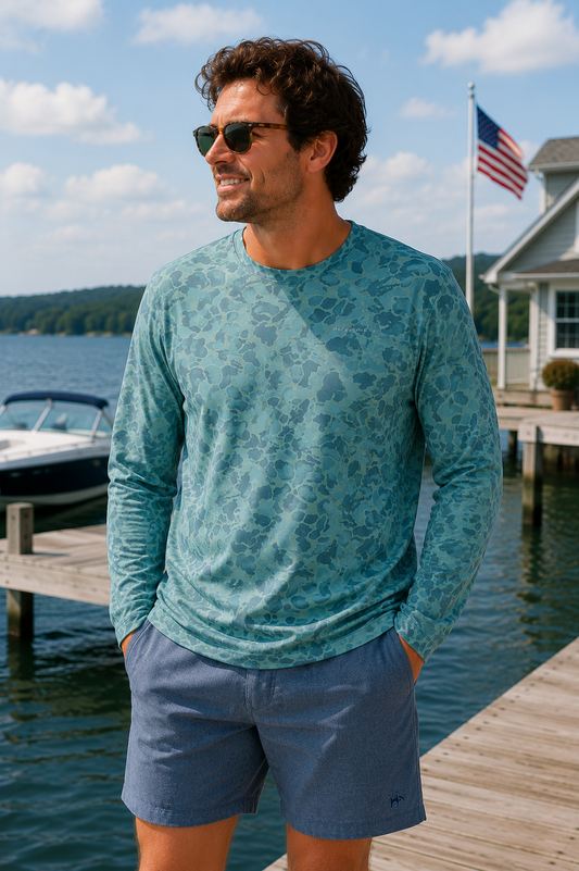 Fish Hippie Fly Camo Performance Crew