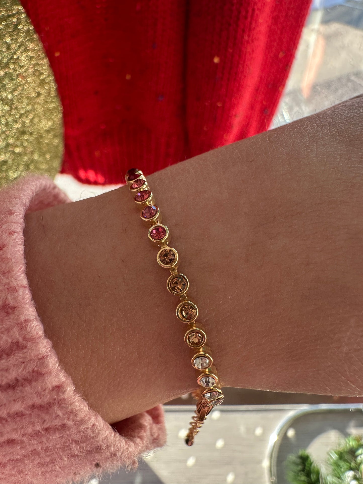 Pink Ombré CZ Gold-Dipped Tennis Bracelet