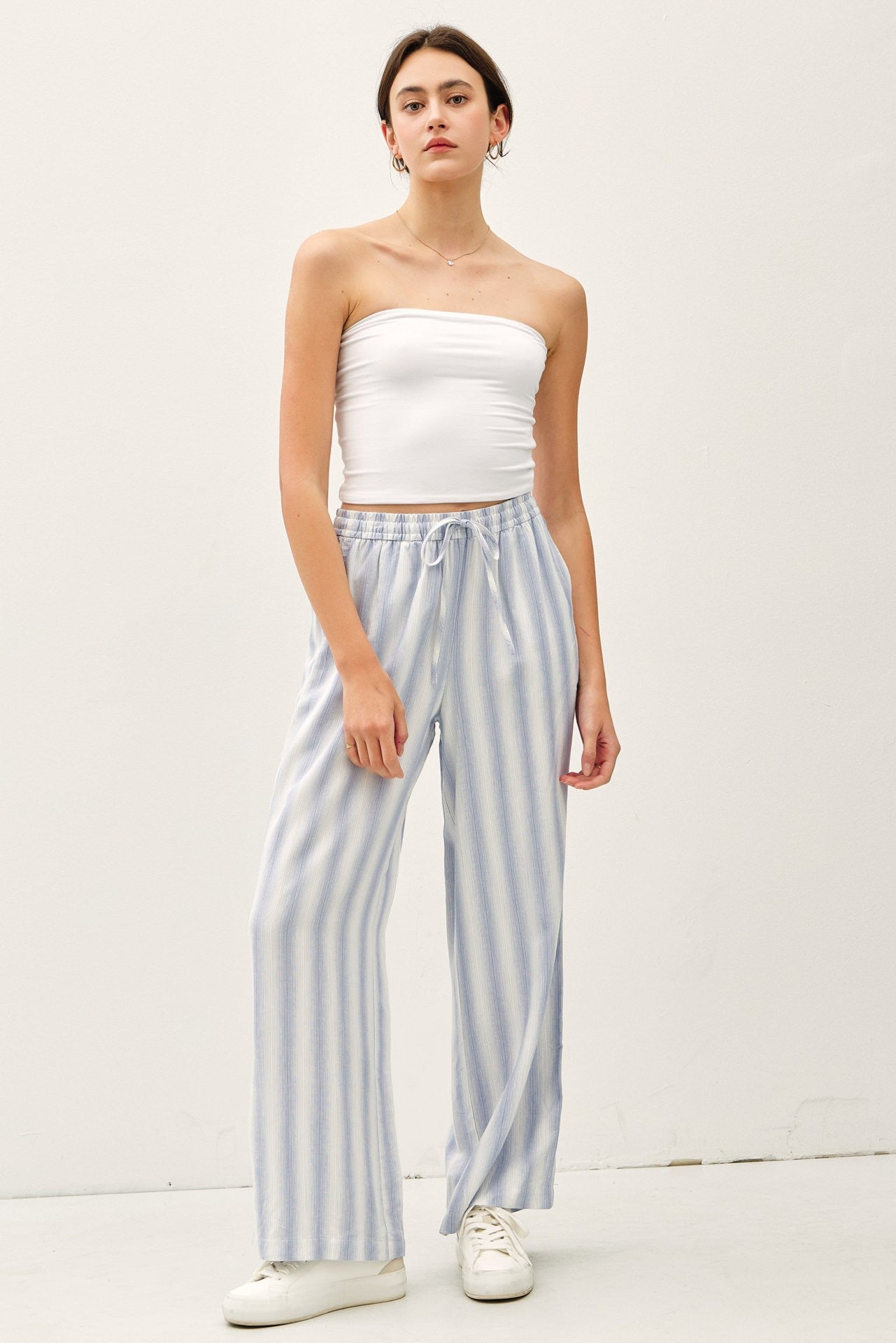 Tidal Lines Striped Linen Pants