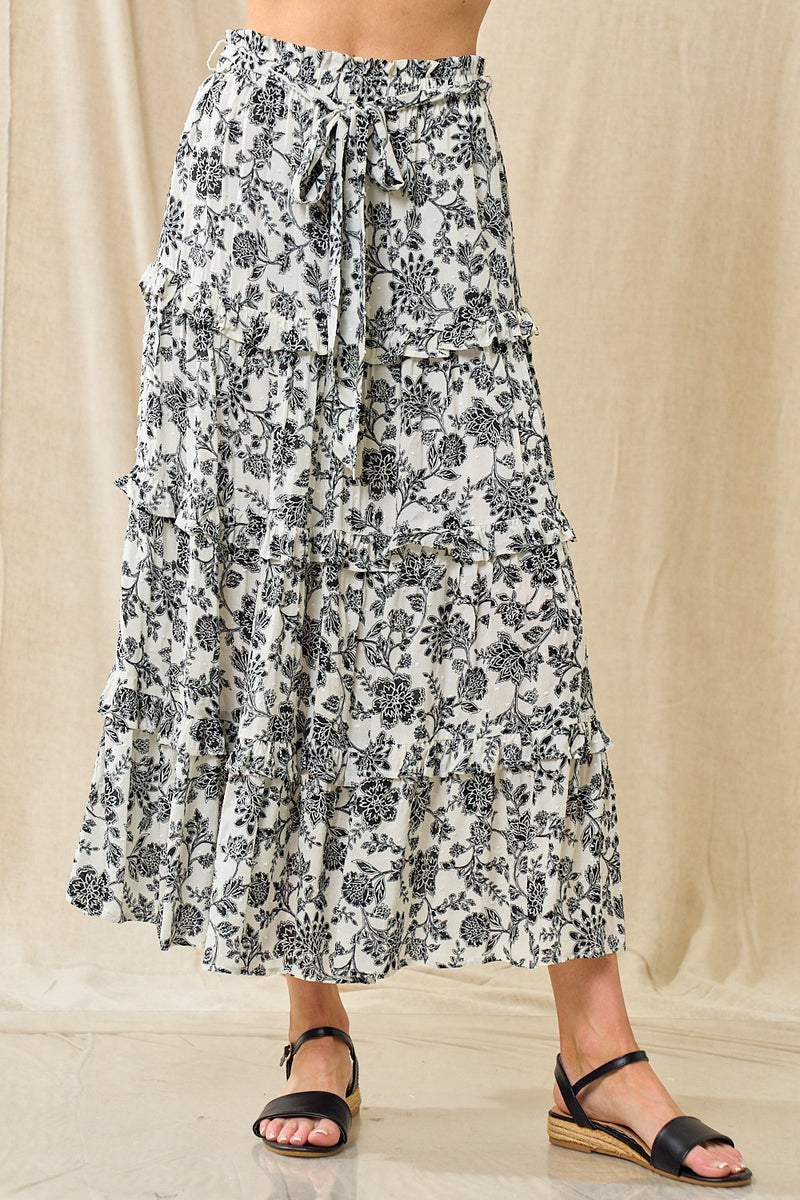 Cherish The Moment Floral Tiered Skirt