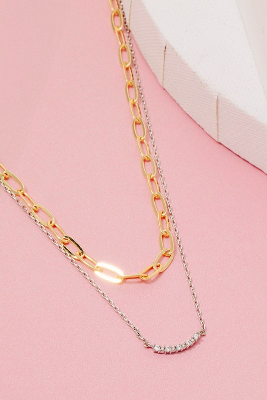 Two Tone Layered Chain Necklace