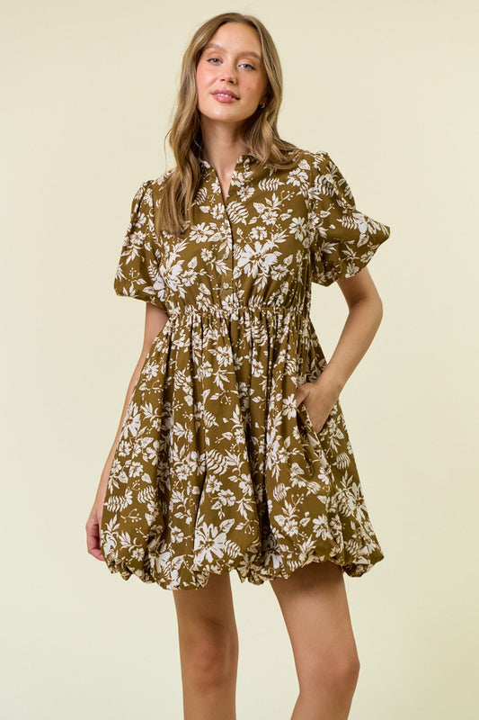 Summer Solstice Floral V-Neck Mini Dress