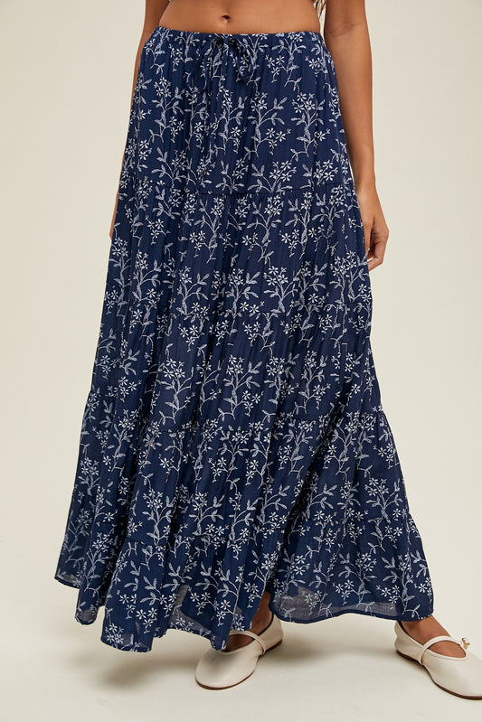 Simply Content Floral Tiered Maxi Skirt- 2 Colors!