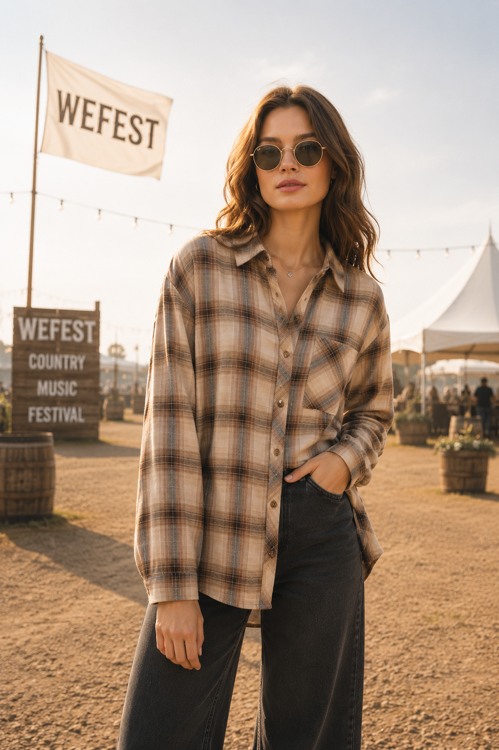 Brown Plaid Oversized Shirt