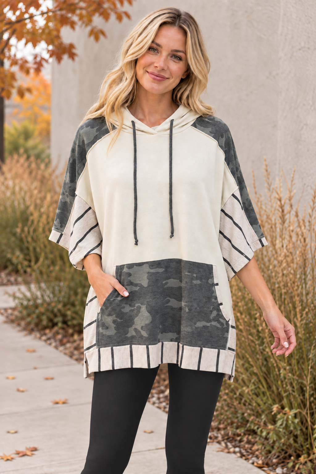 Camo Poncho Top