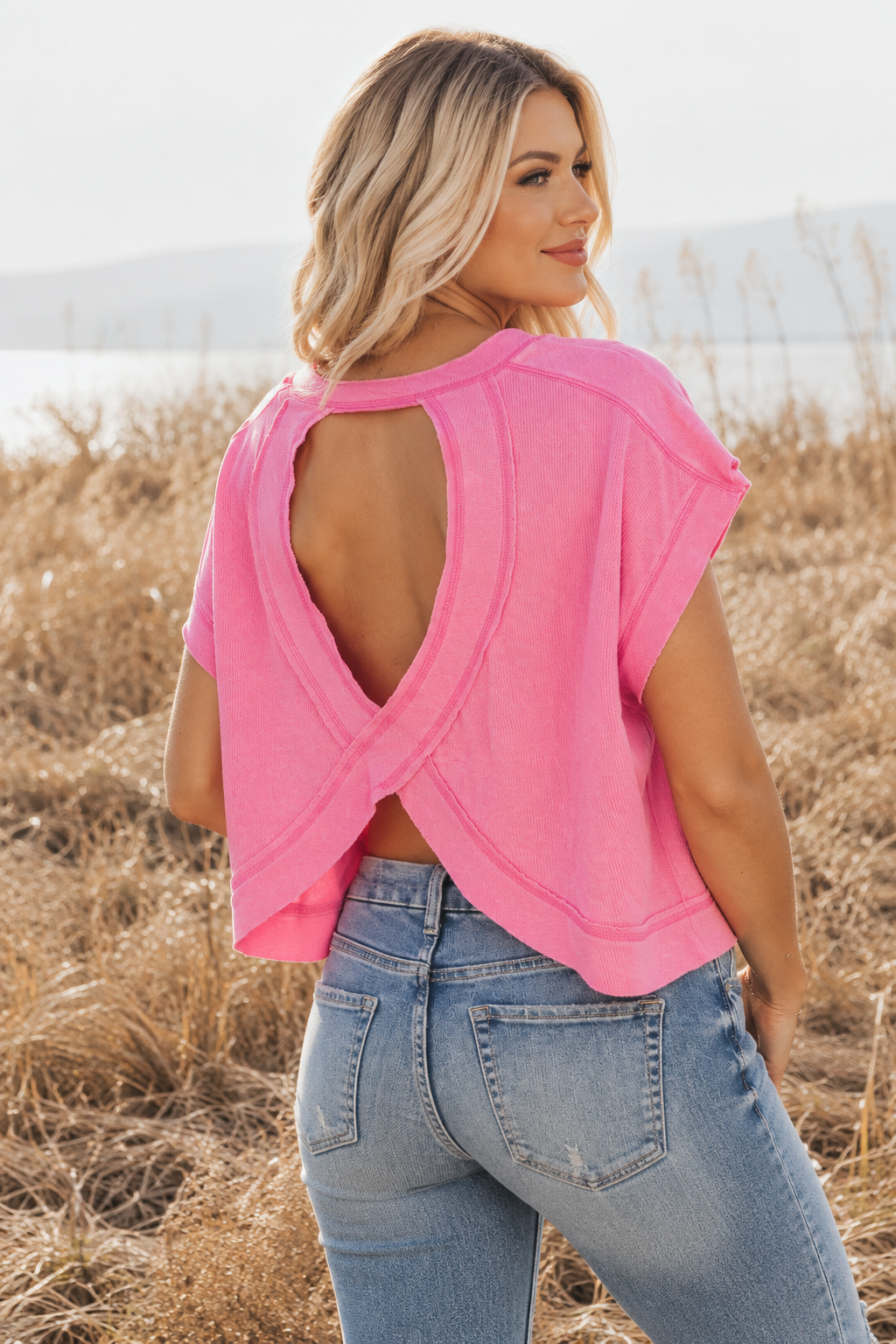 DOORBUSTER: Acid Wash Cross Back Cropped Top