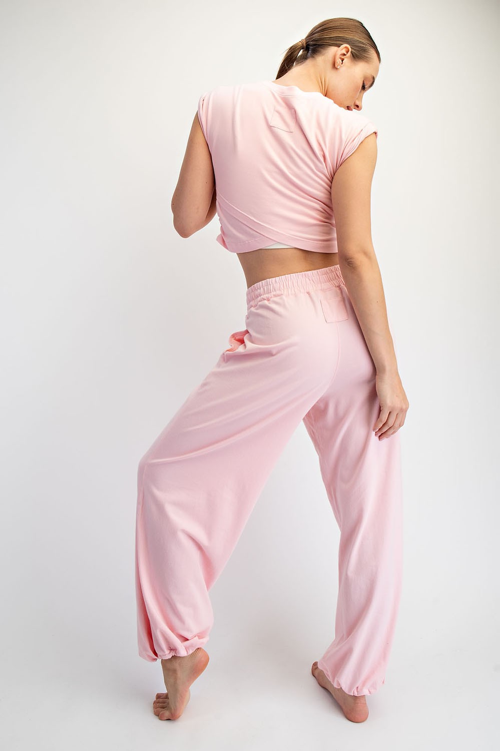 Crossover Cropped Tee Jogger Set (FP Dupe)