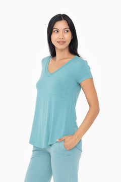 Longline Deep V-Neck Pocket Shirt- 3 Colors!