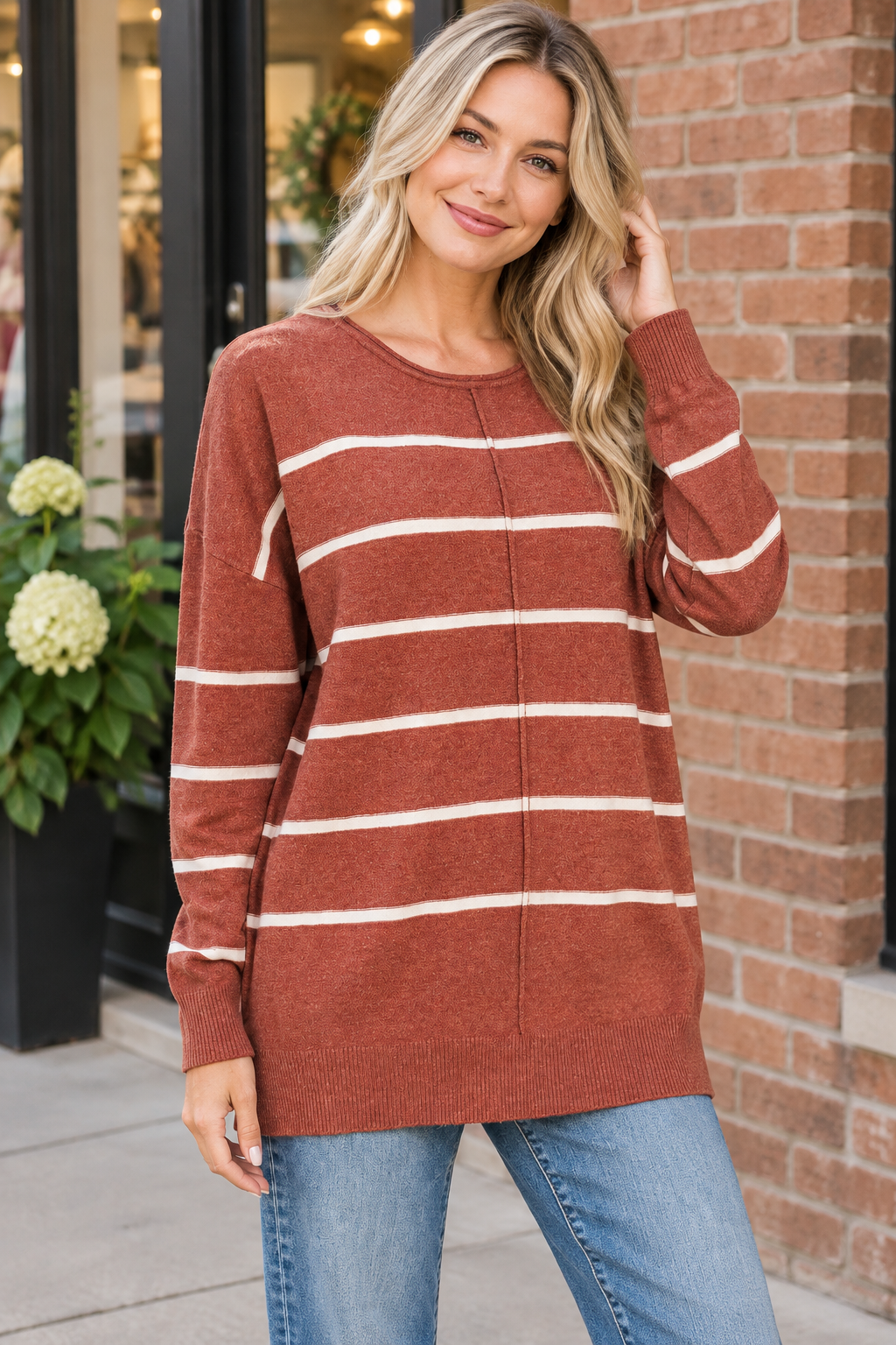 Lightweight Striped Knit Sweater