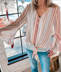 Knots & Stripes Bell Sleeve Top - North Threads