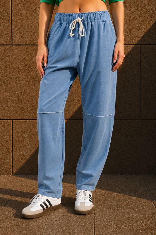 Mineral Wash Cropped Straight Pants