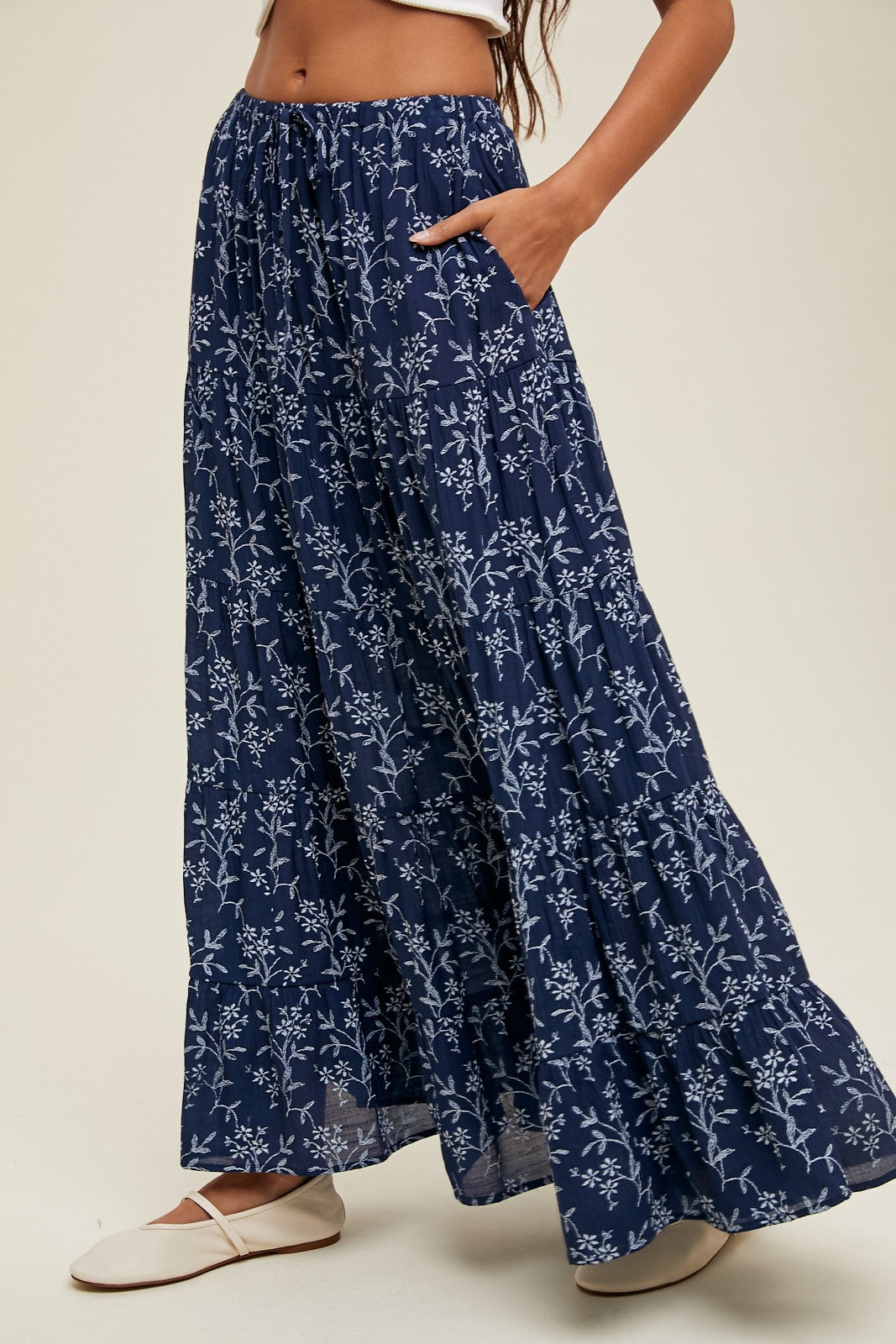 Simply Content Floral Tiered Maxi Skirt- 2 Colors!
