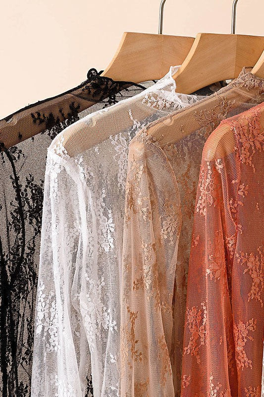 Undeniable Attraction Sheer Lace Top- 3 Colors!