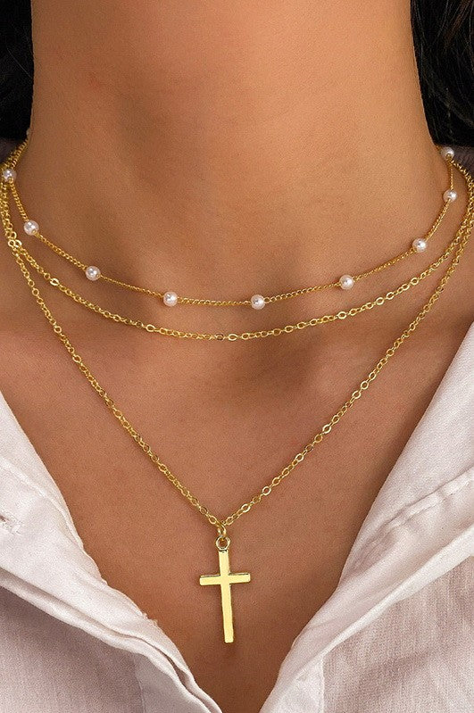 Free Layered Cross Necklace