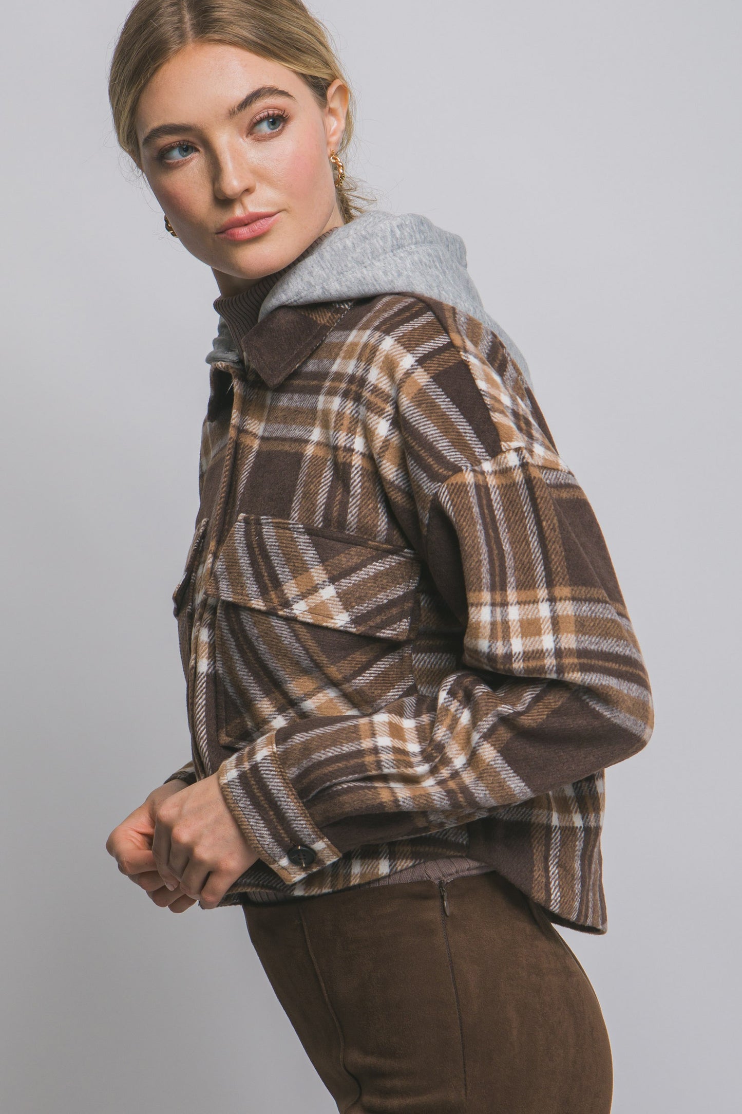 Autumn Detachable Hood Plaid Shacket- 4 Colors!