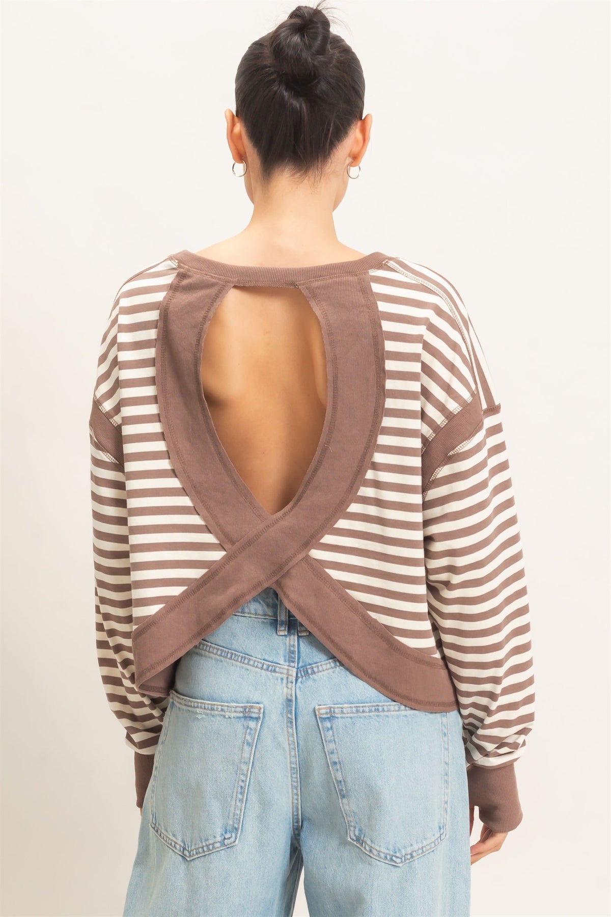 Relaxed Stripe Cropped Knit Top