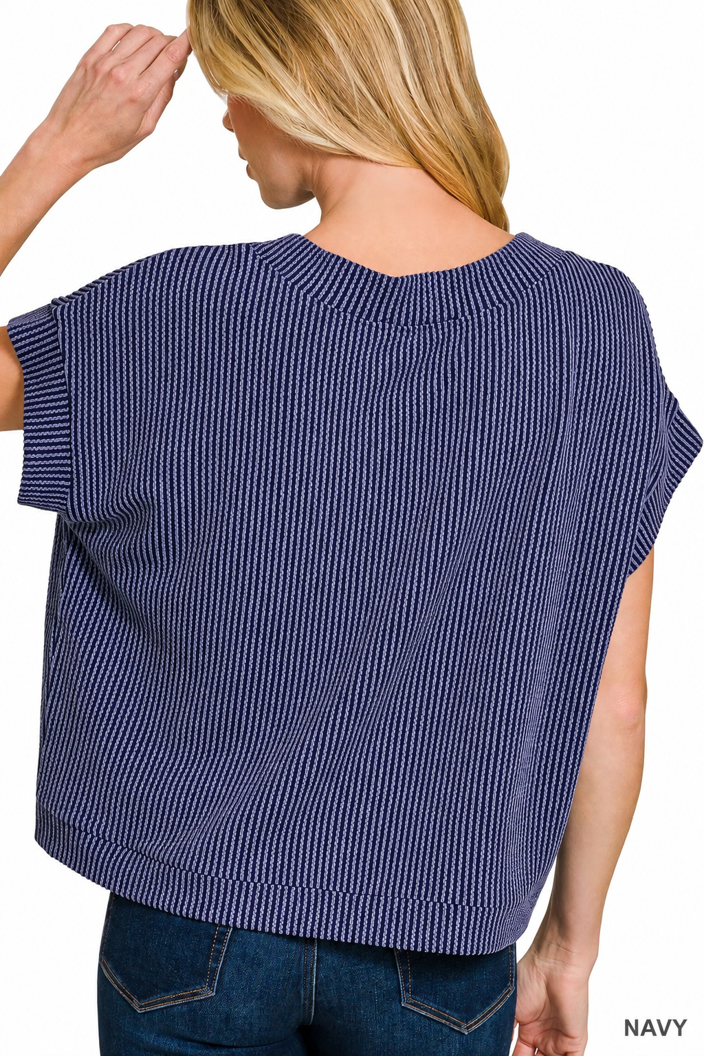 Raised Rib Cap Sleeve Top