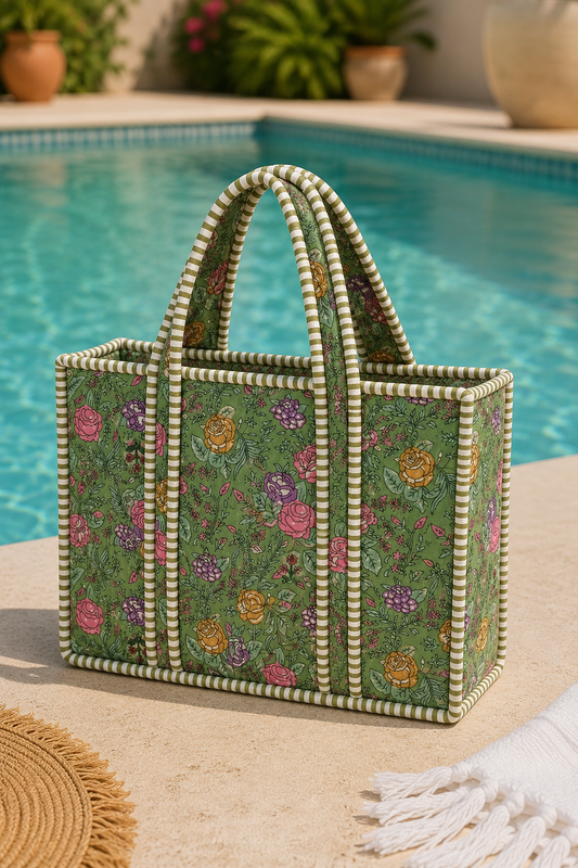 Quilted Cotton Mini Tote Bag