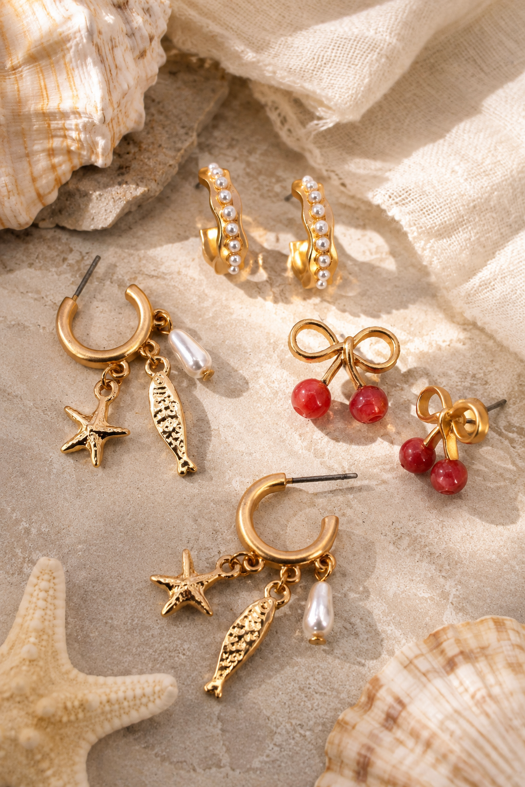 Coastal Charm Huggie Earring Set