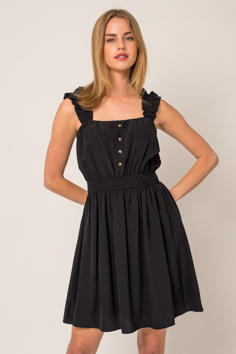 Lani Buttoned Mini Dress - North Threads