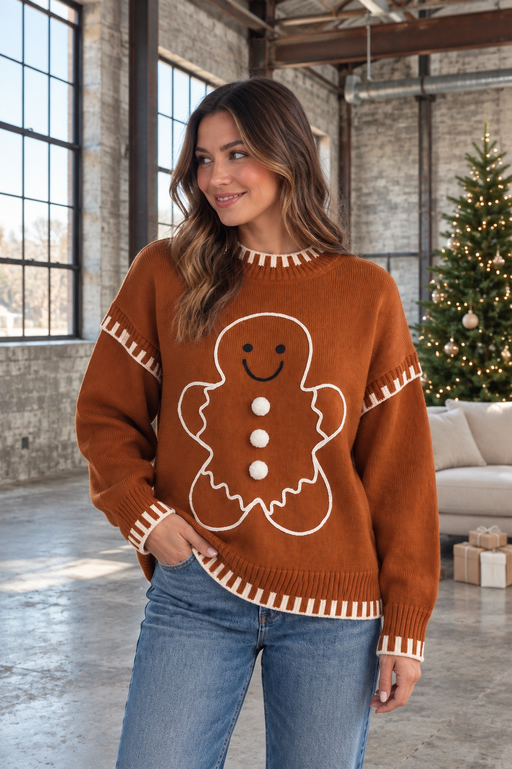 Gingerbread Charm Christmas Sweater