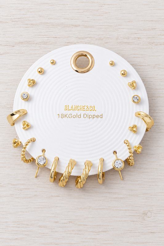 18K Gold Dipped 10 Pair Earring Set