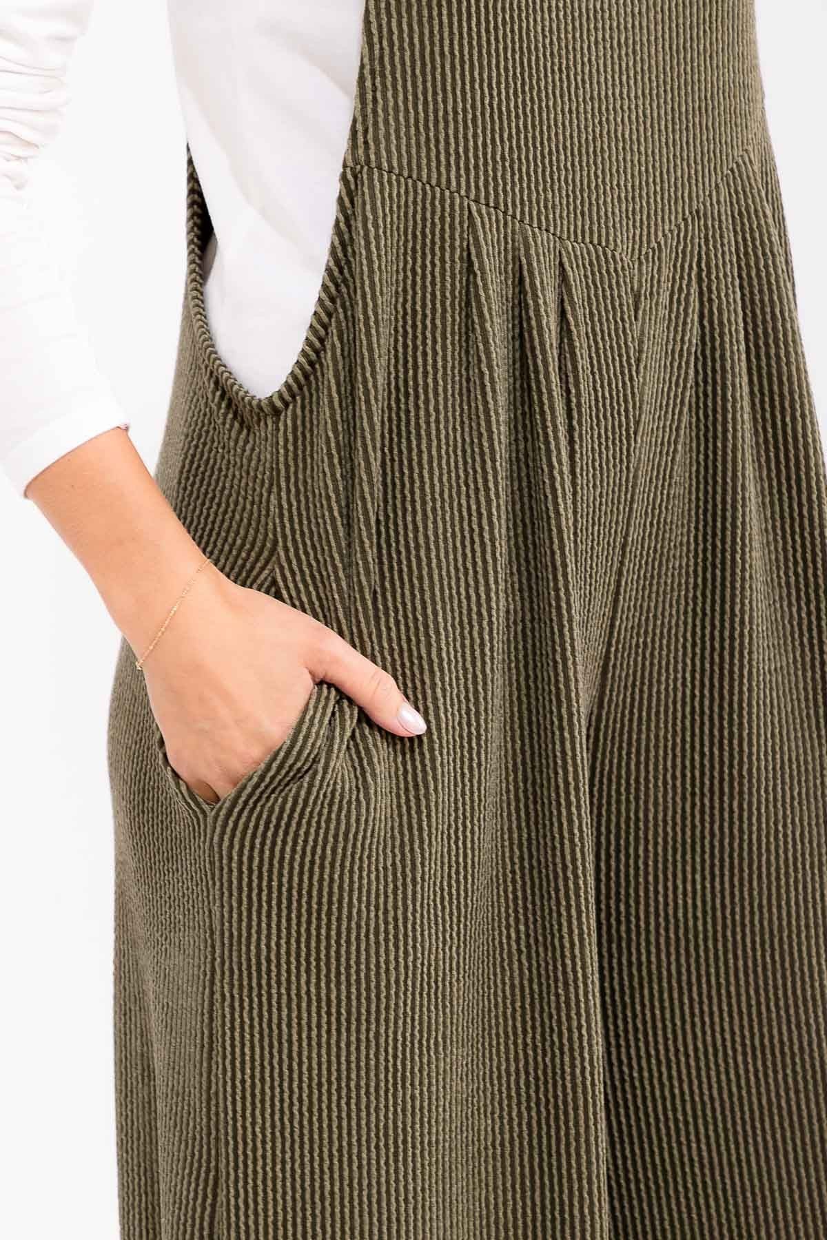 Wide Leg Ribbed Overalls