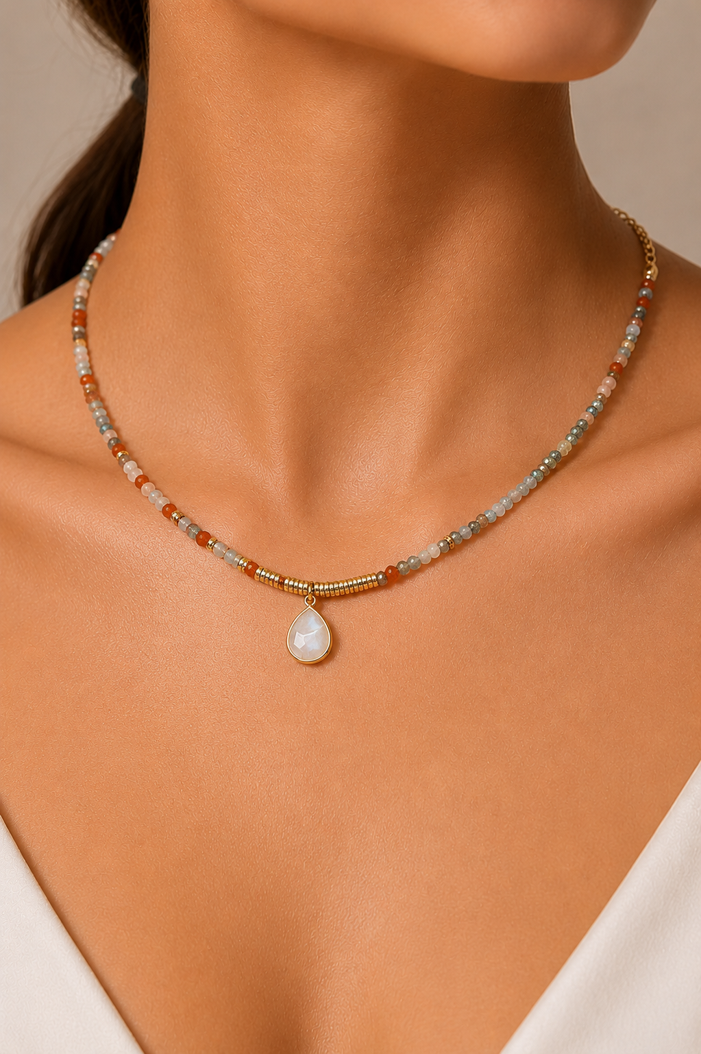 Mother of Pearl Beaded Necklace