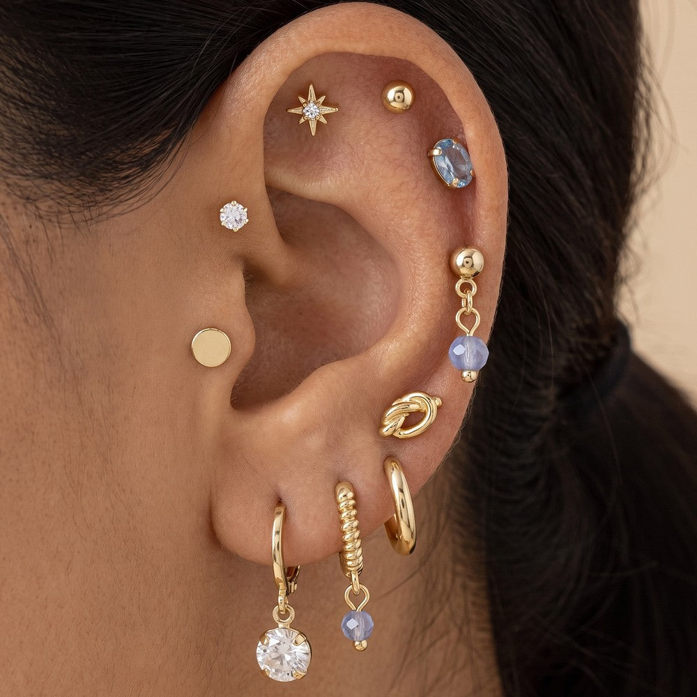 18K Gold Dipped Crystal Charm 10 Pair Earring Set