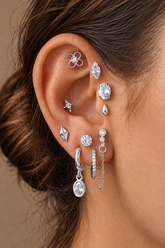 18K Gold Dipped 10 Pair Earring Set