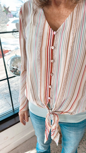 Knots & Stripes Bell Sleeve Top