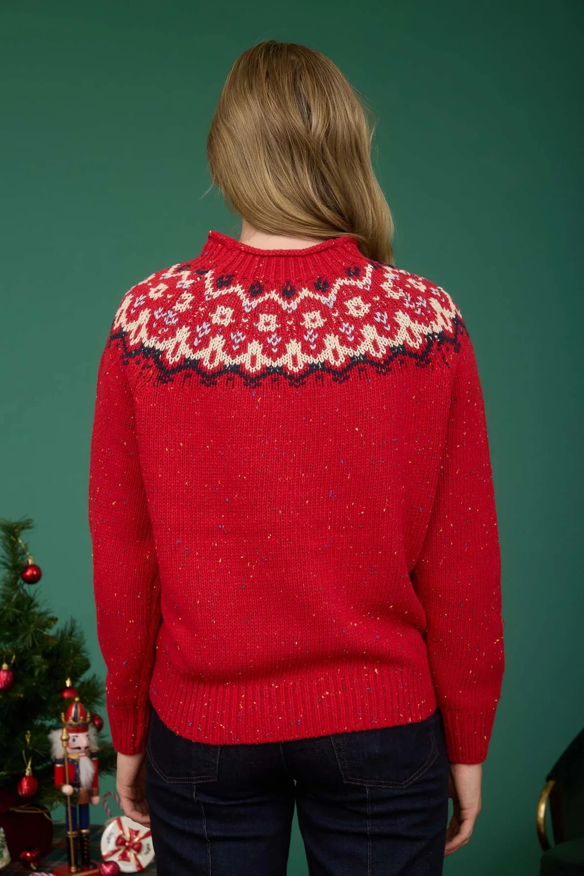 Fair Isle Long Sleeve Knit Lurex Sweater