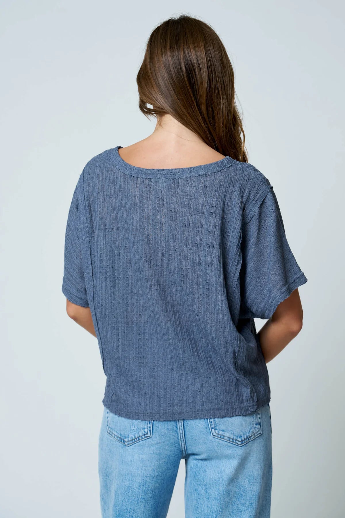 Textured Dolman Boat Neck Top