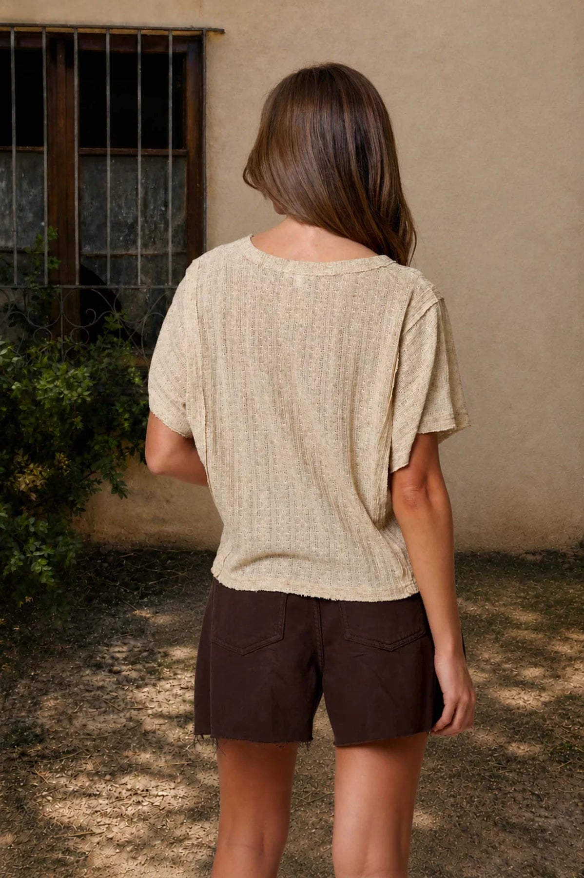 Textured Dolman Boat Neck Top