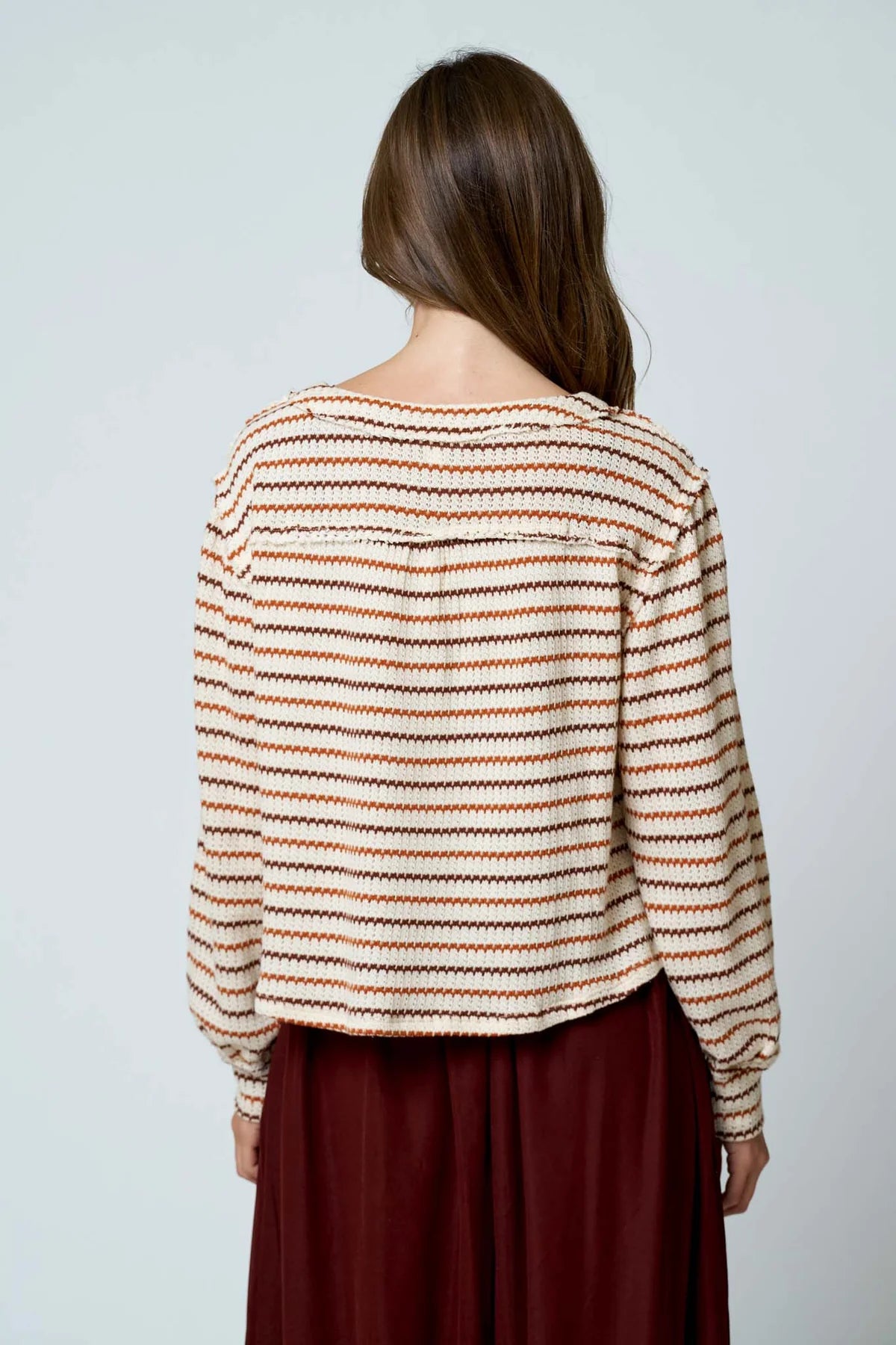 Multicolor Stripe Henley Knit Top