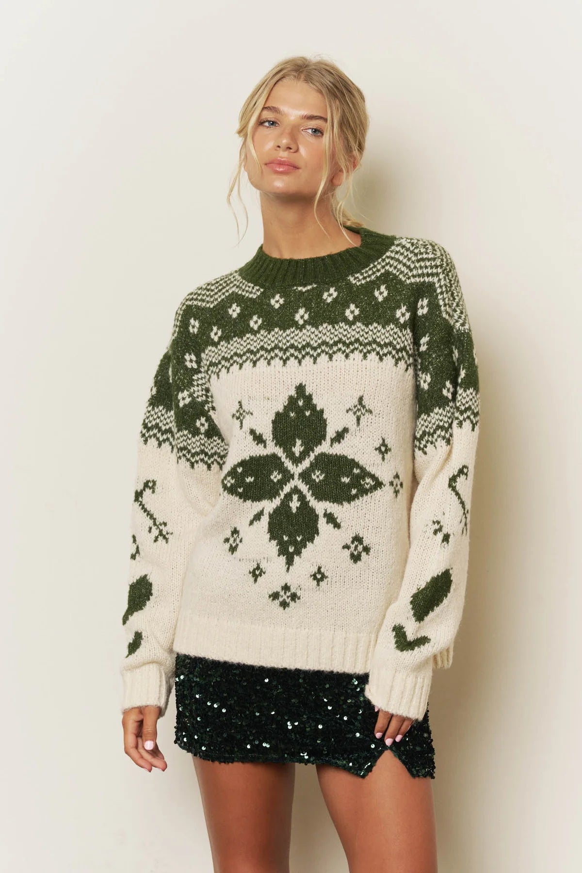 Fair Isle Snowflake Knit Sweater
