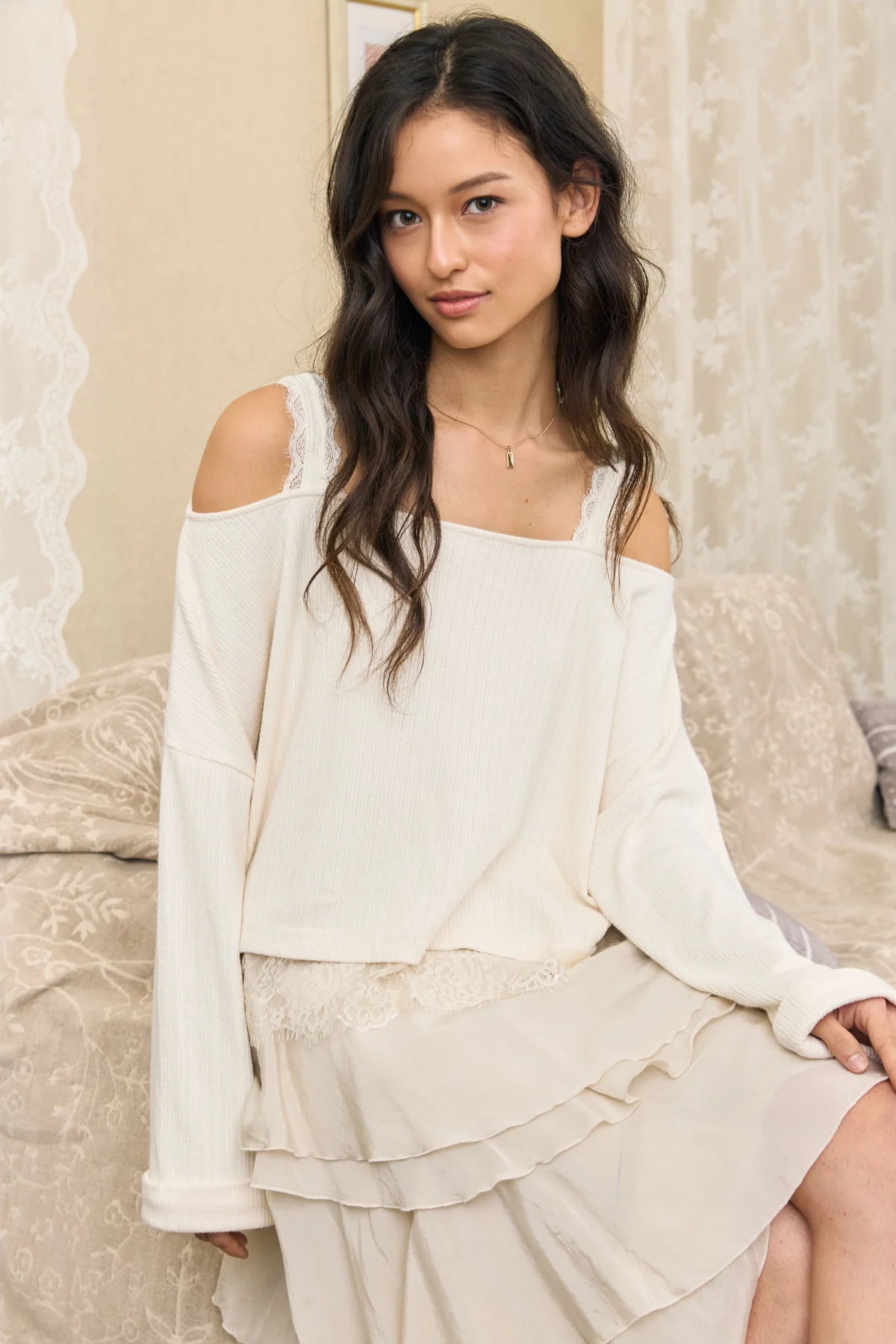 Lace Layered Off Shoulder Top
