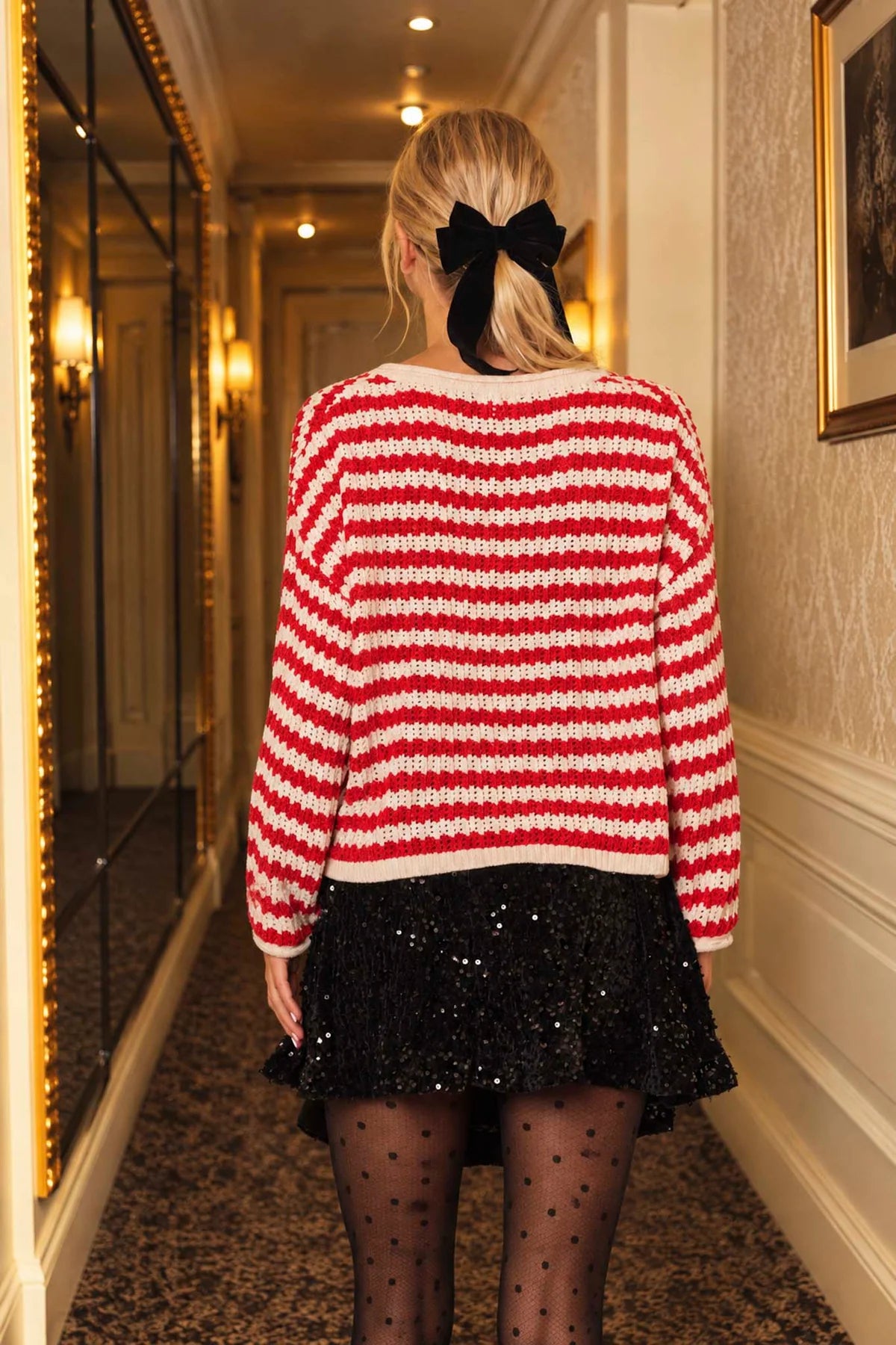 Festive Striped Knit Sweater