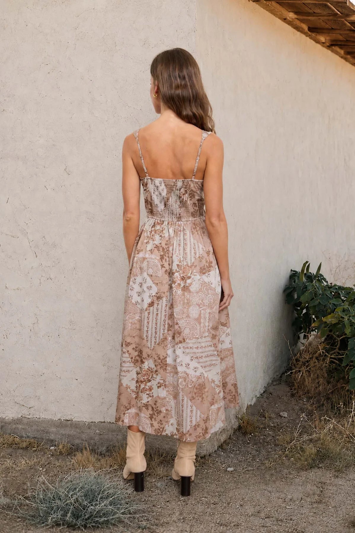 Patchwork Corset Midi Dress