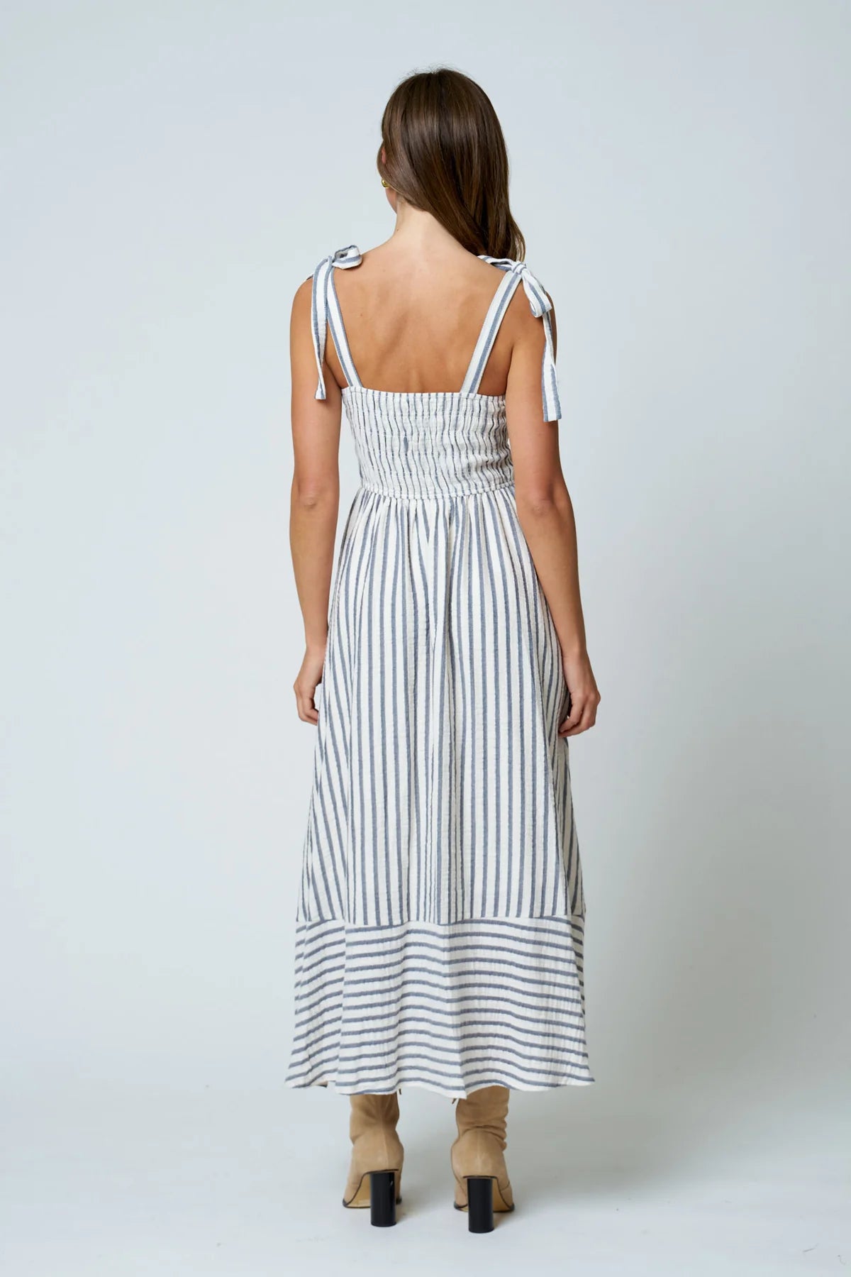 Striped Tie Strap Midi Dress